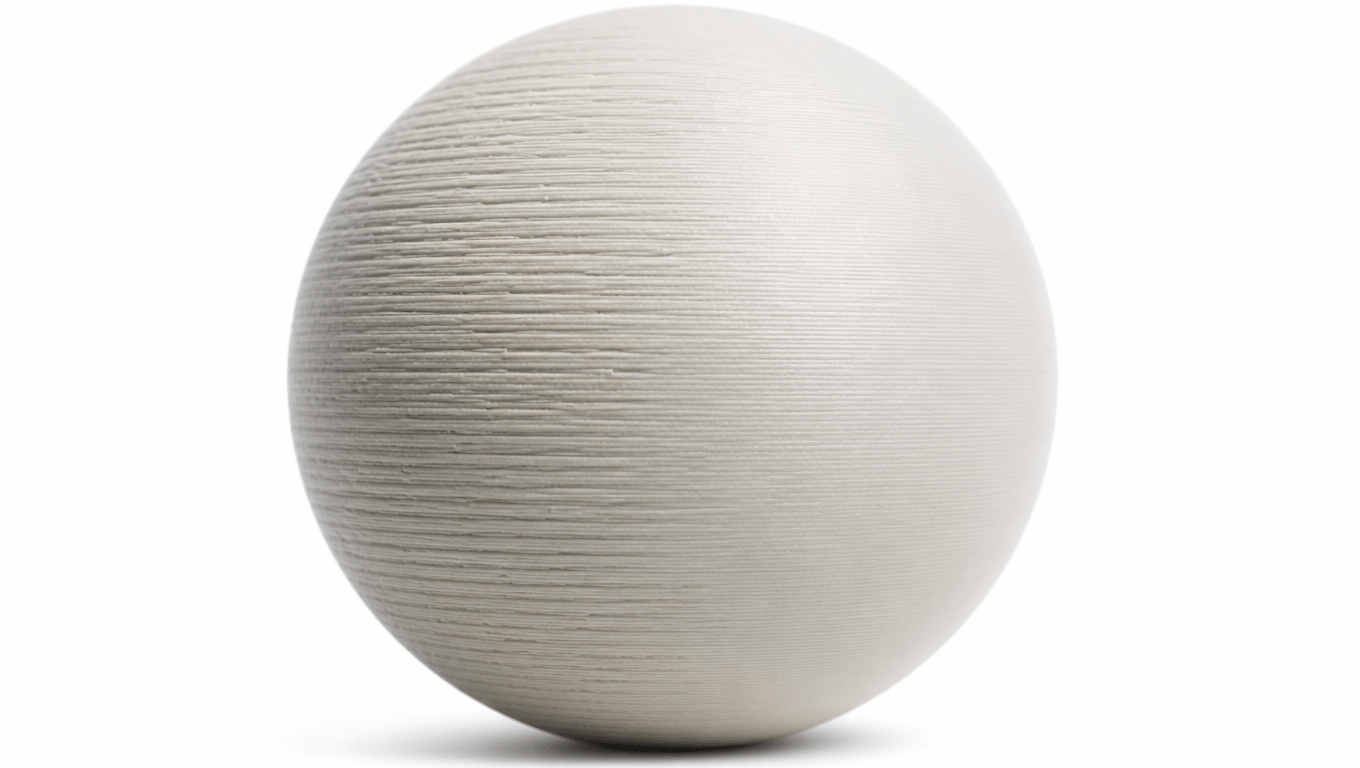 a split close-up of a 3D printed sphere’s surface
