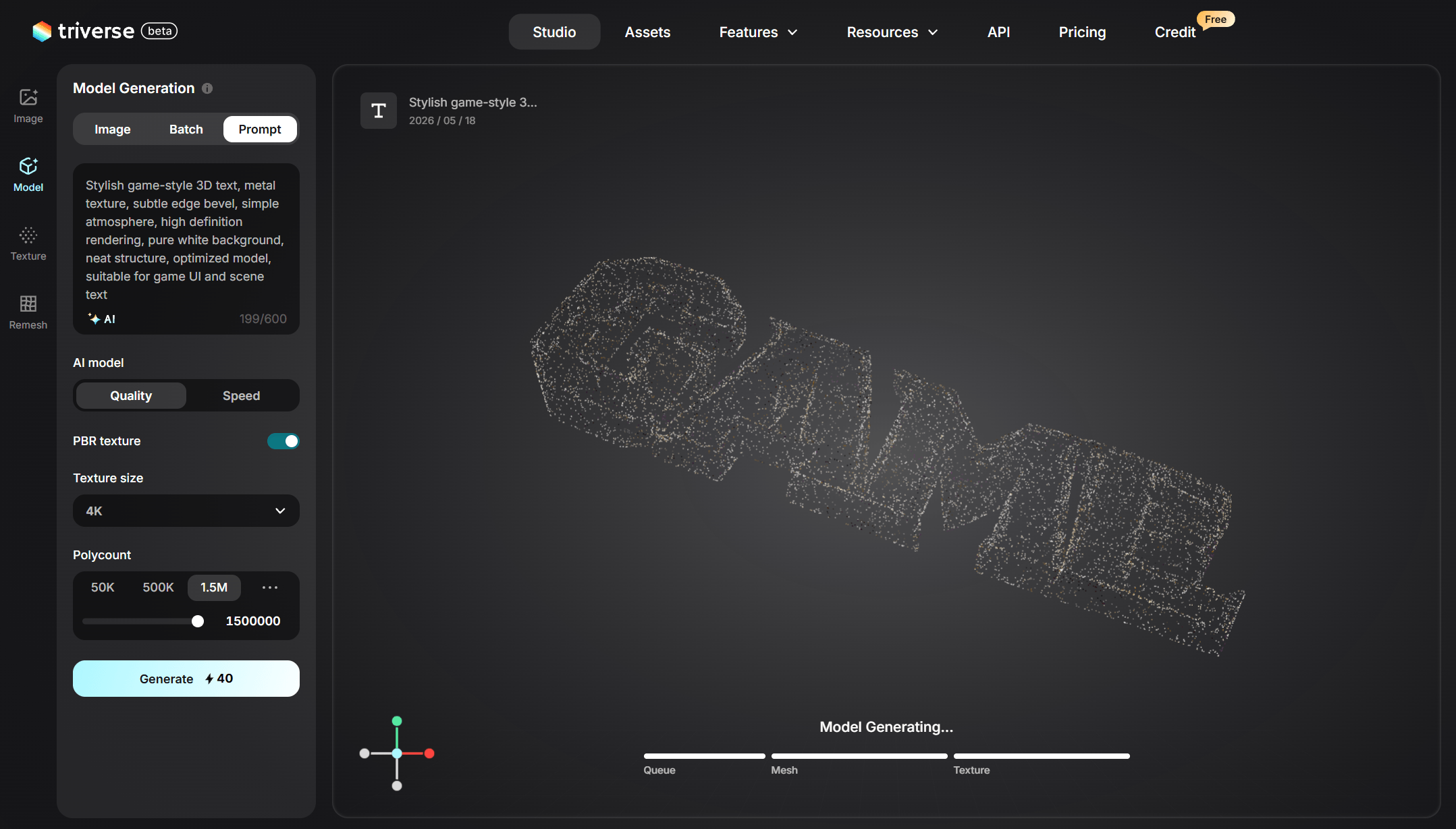 3d text generated by triverse