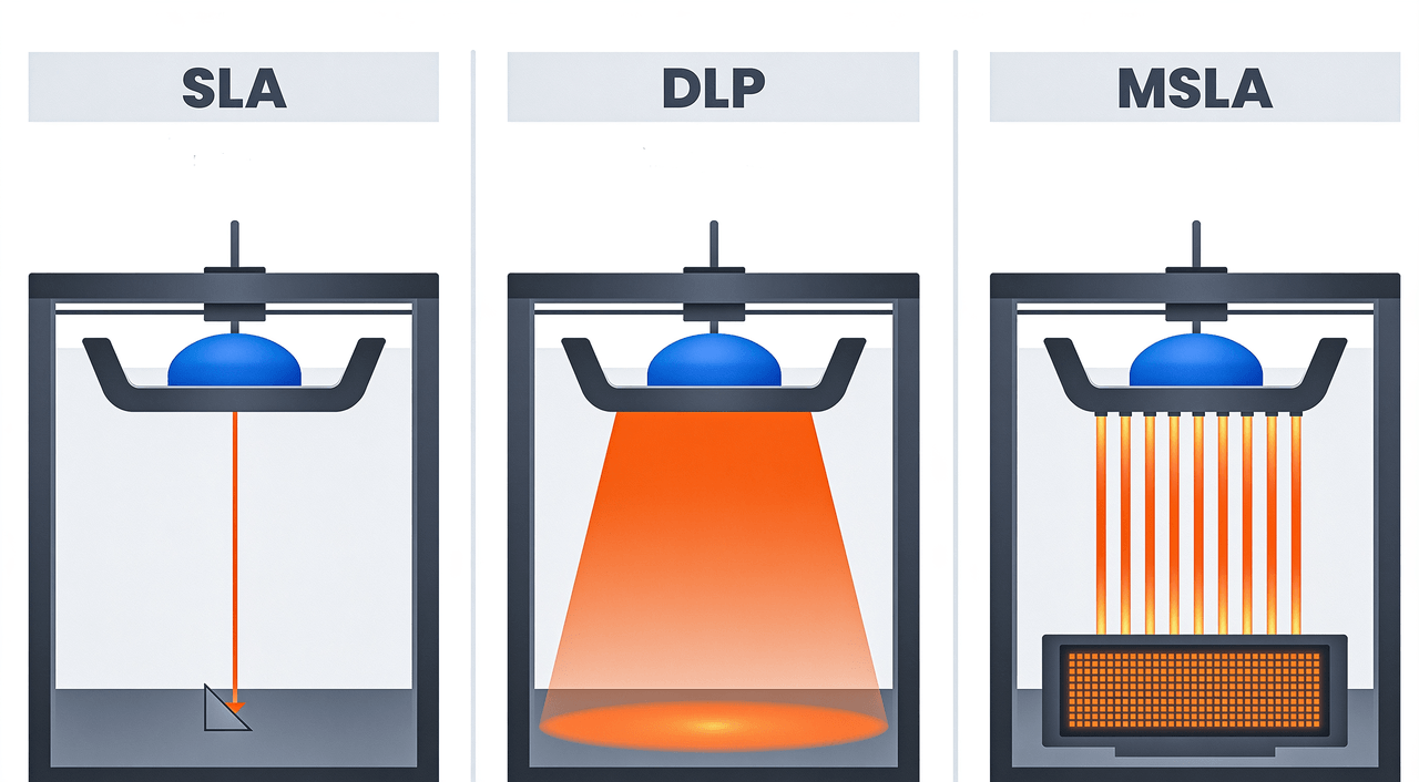 SLA vs DLP vs MSLA