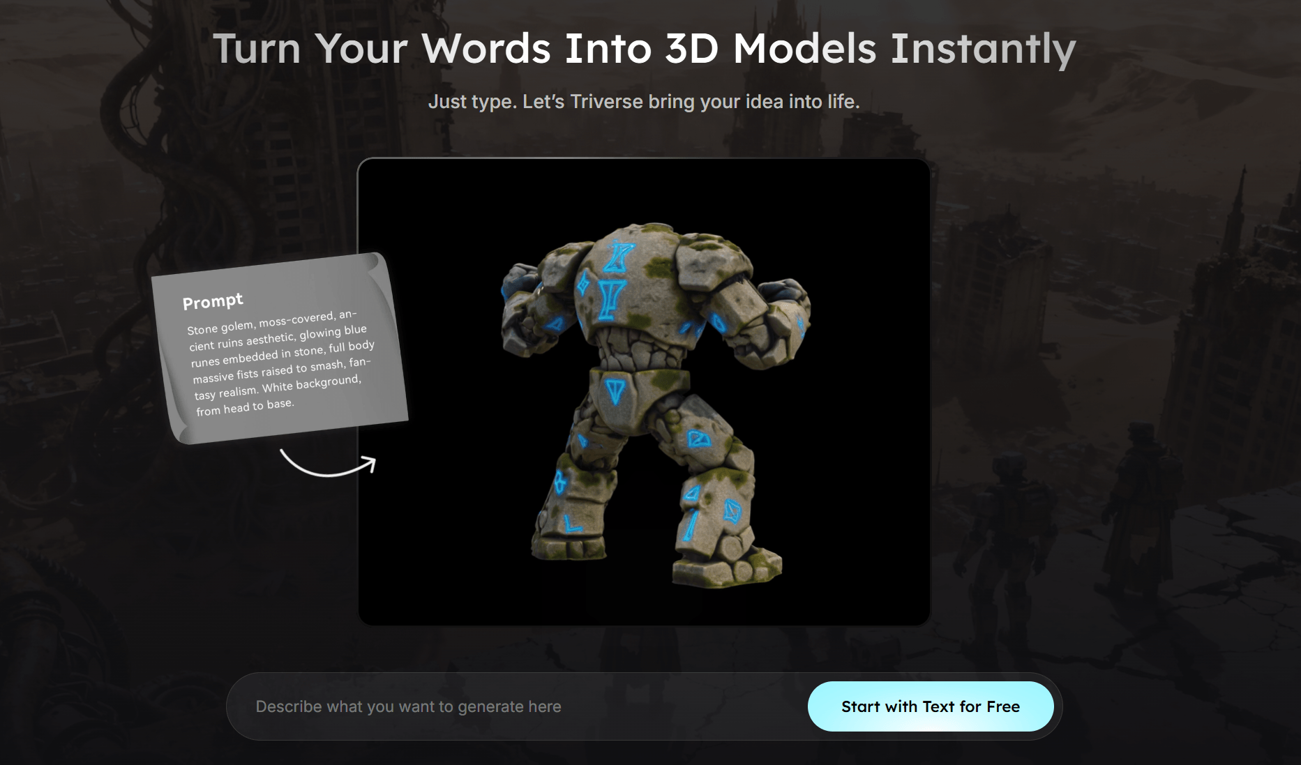 Triverse AI text to 3D
