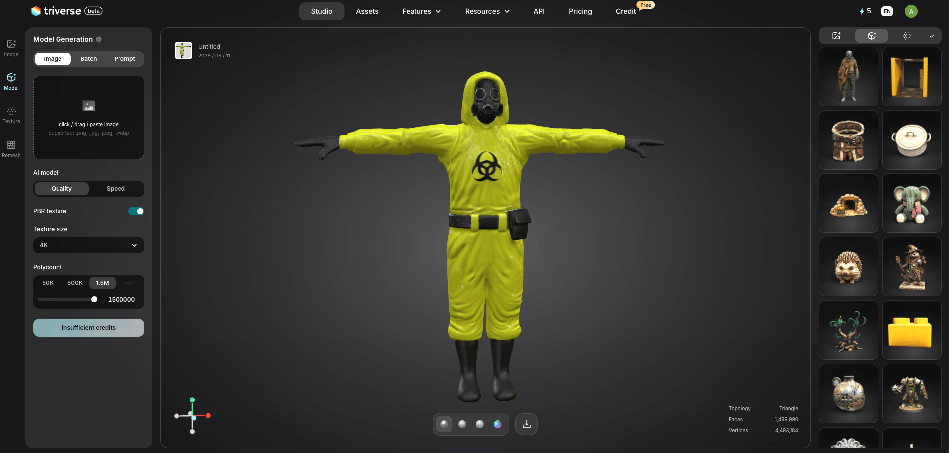 Backrooms game hazmat suit player generated by Triverse AI