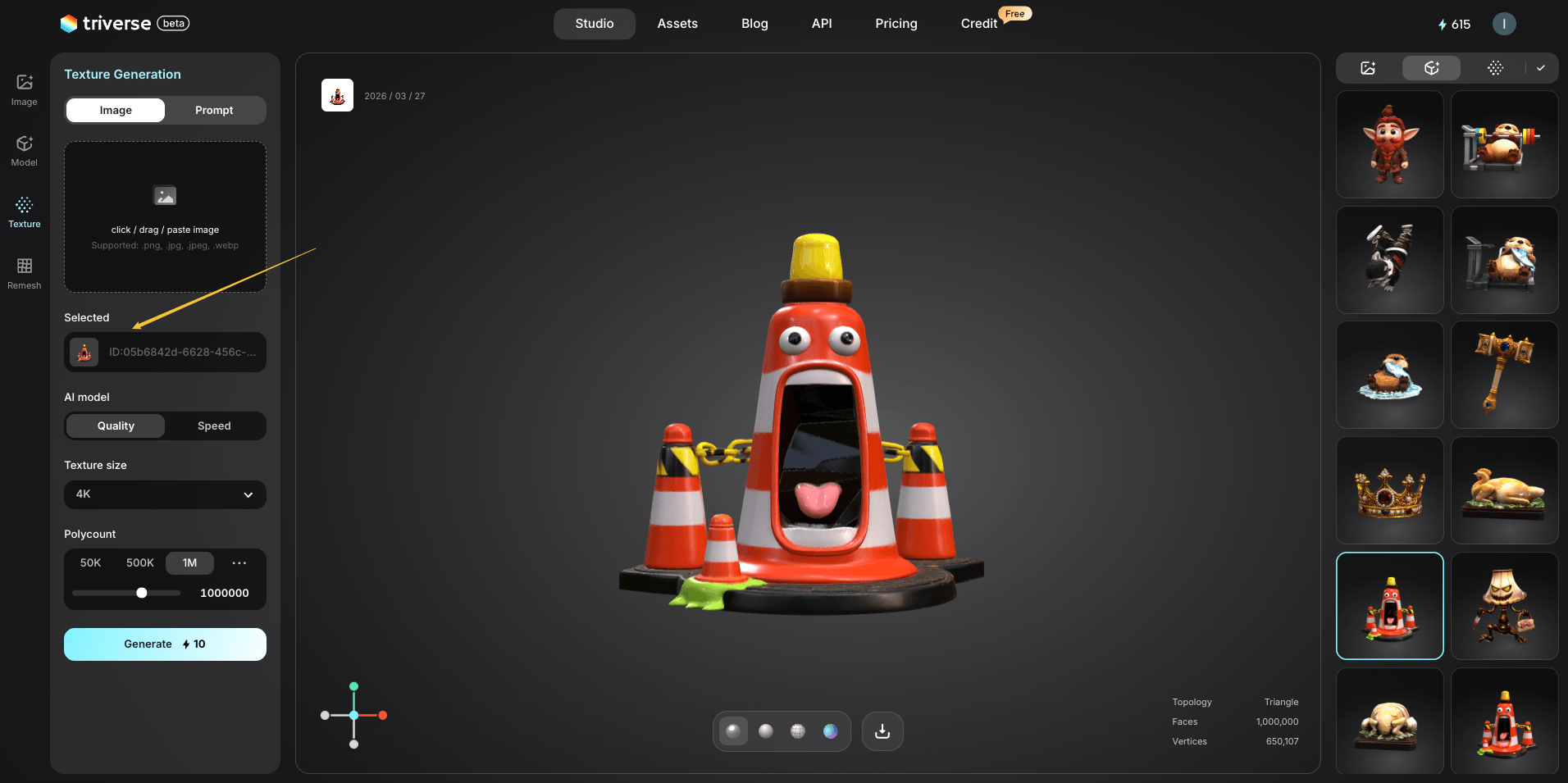 triverse texturing choose model