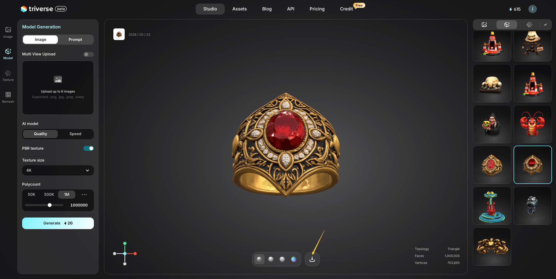 Triverse AI 1min model download