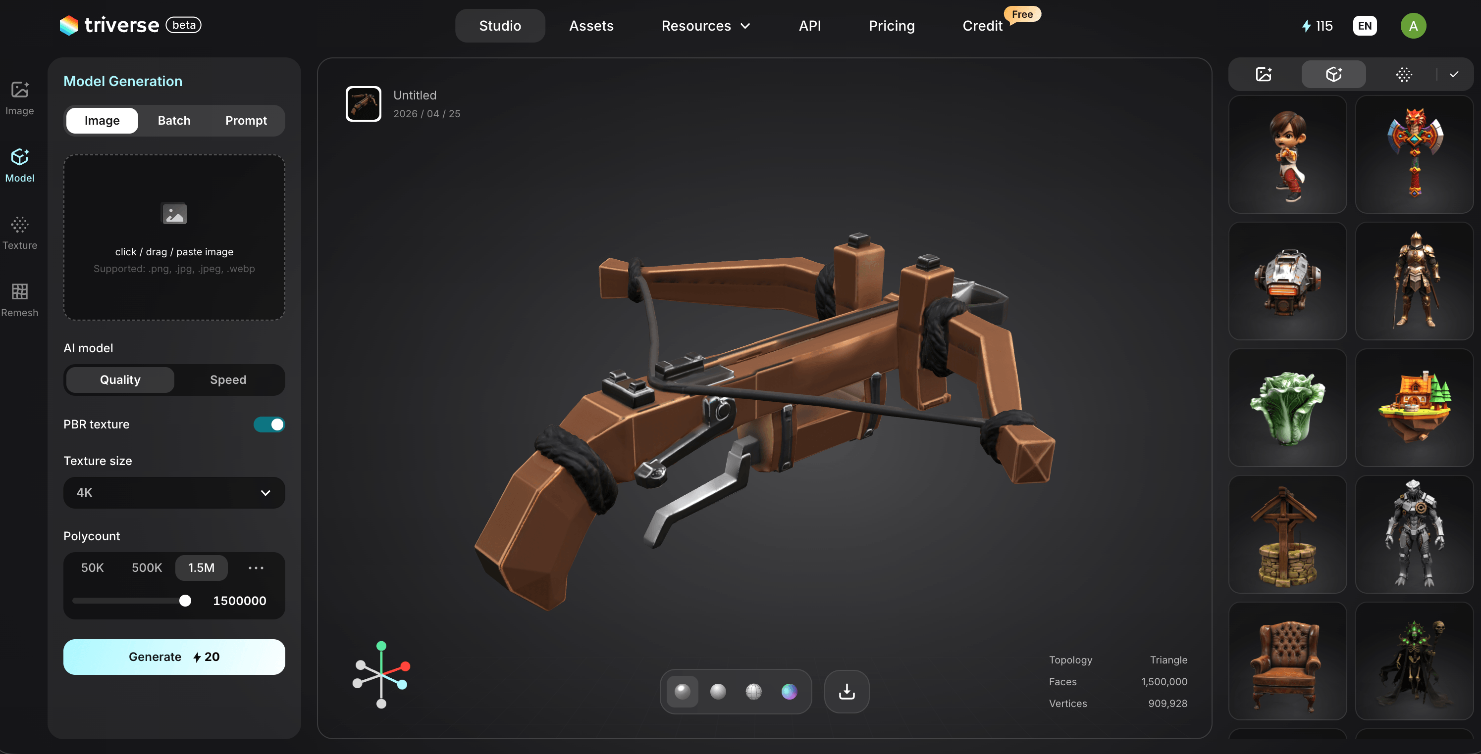 game weapon arrow generated by Triverse AI