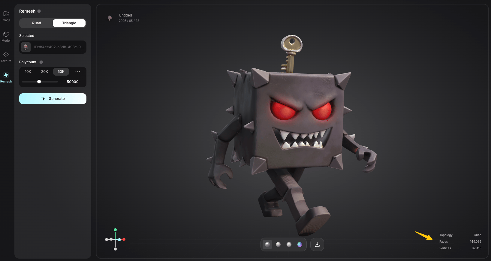 remesh 3D model successfully in Triverse