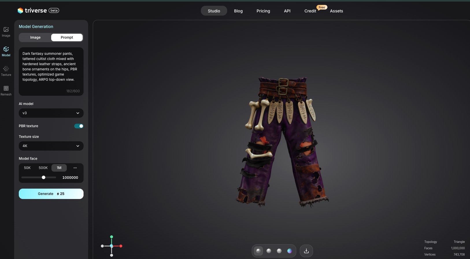 summoner pants created with Triverse AI