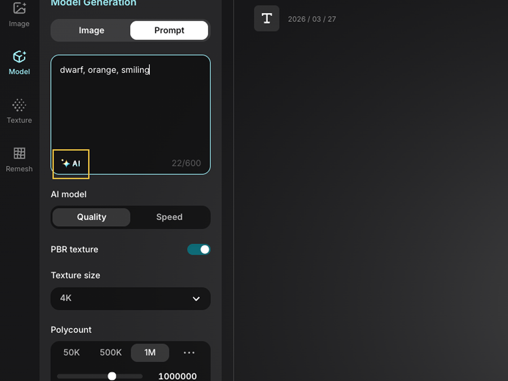 Triverse text to 3D prompt