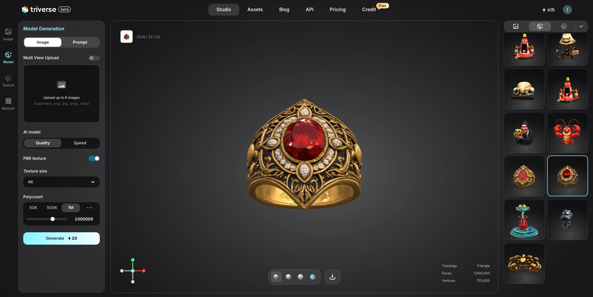 Triverse AI 1min model check