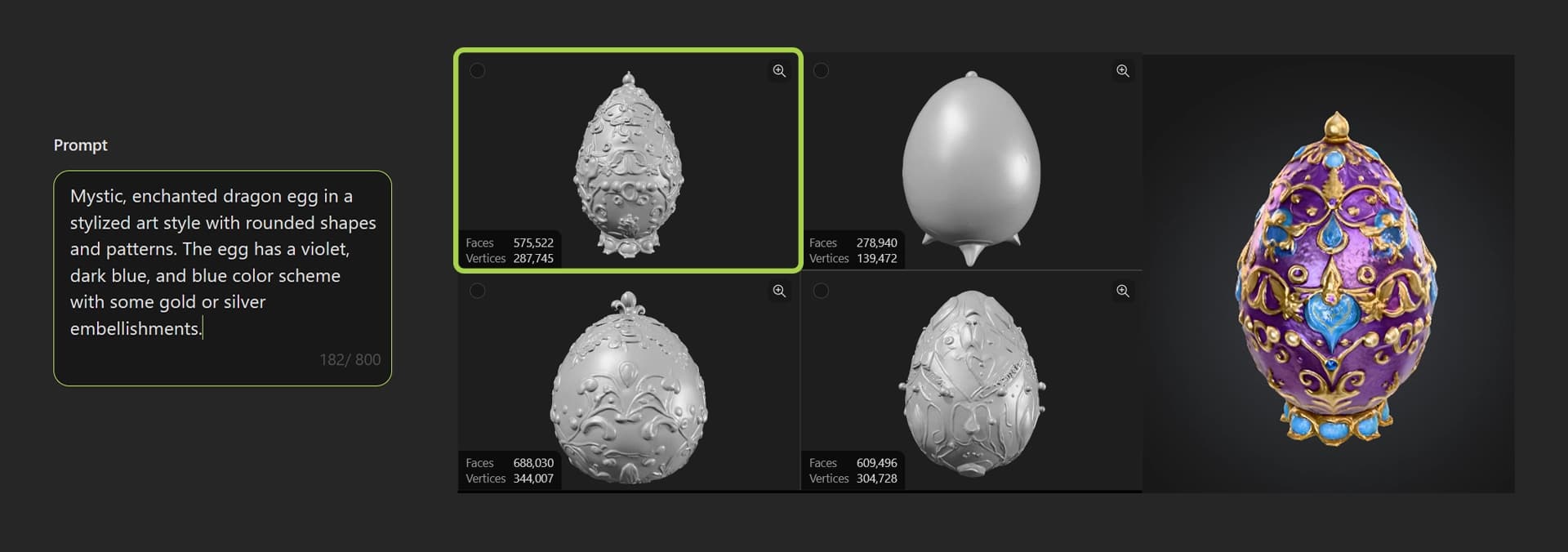 An example of how text to 3D AI generation works