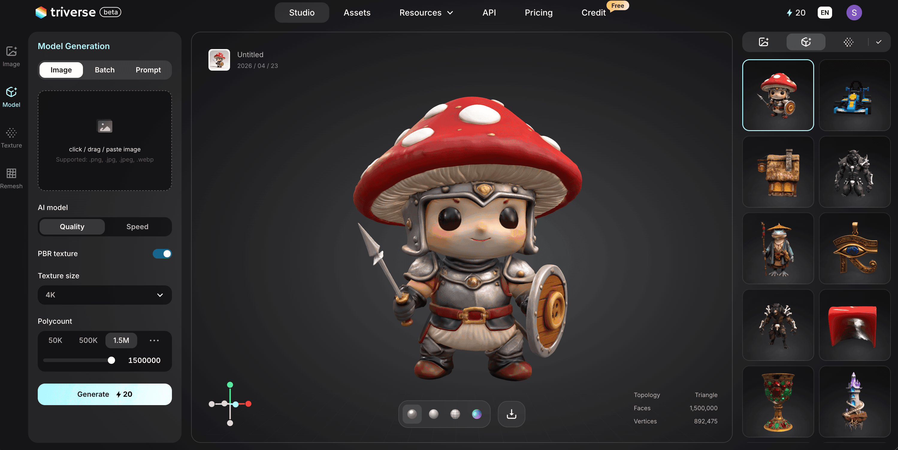 3D game soldier asset generated by Triverse AI