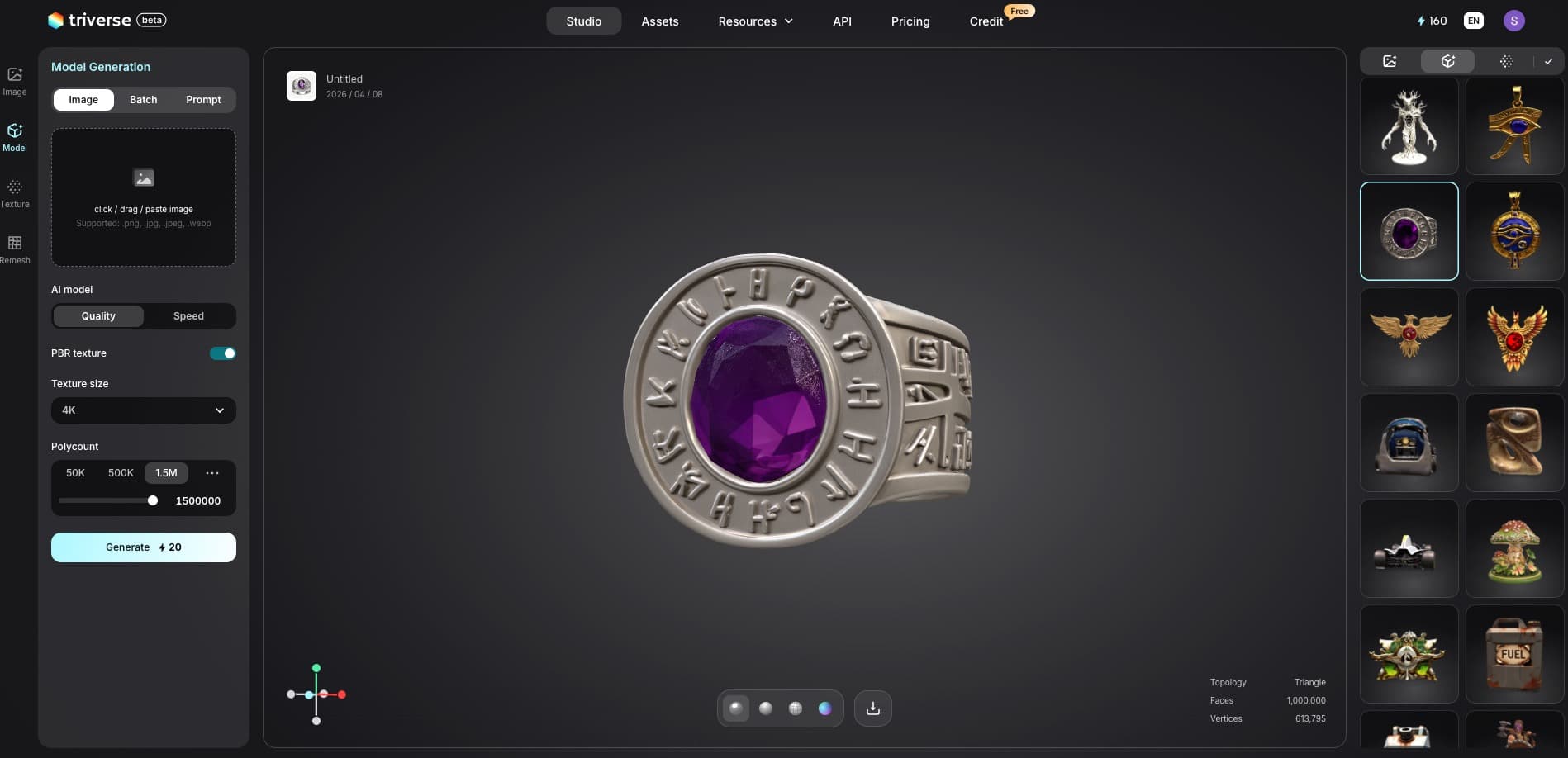 use Triverse AI generate STL 3D relief model