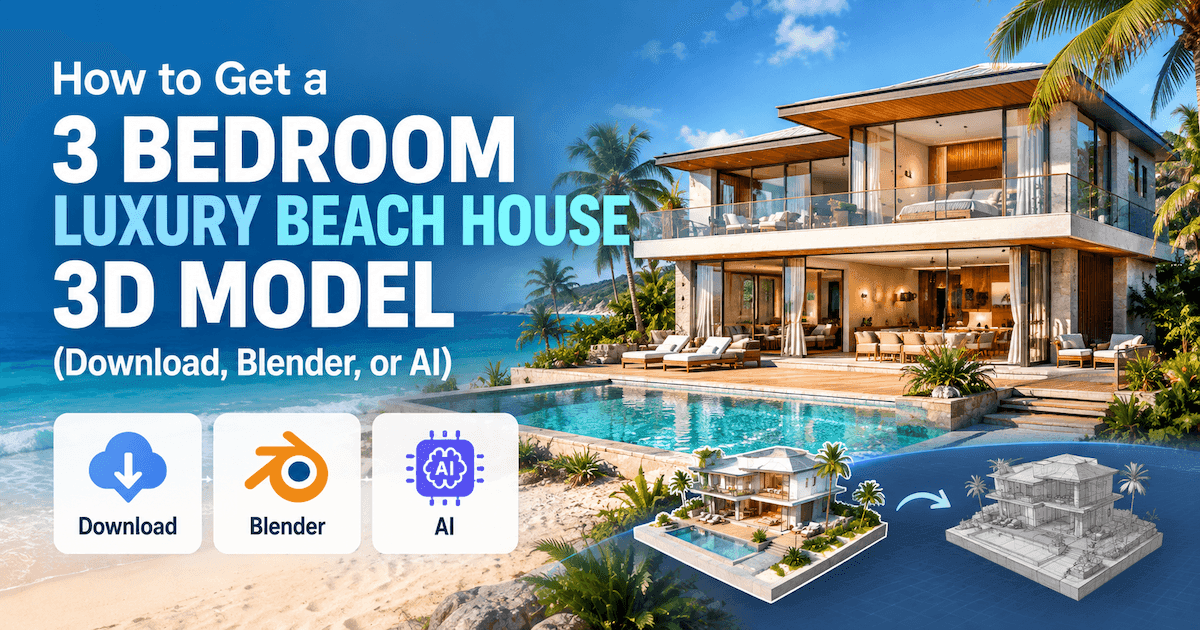 how to generate beach house 3D model