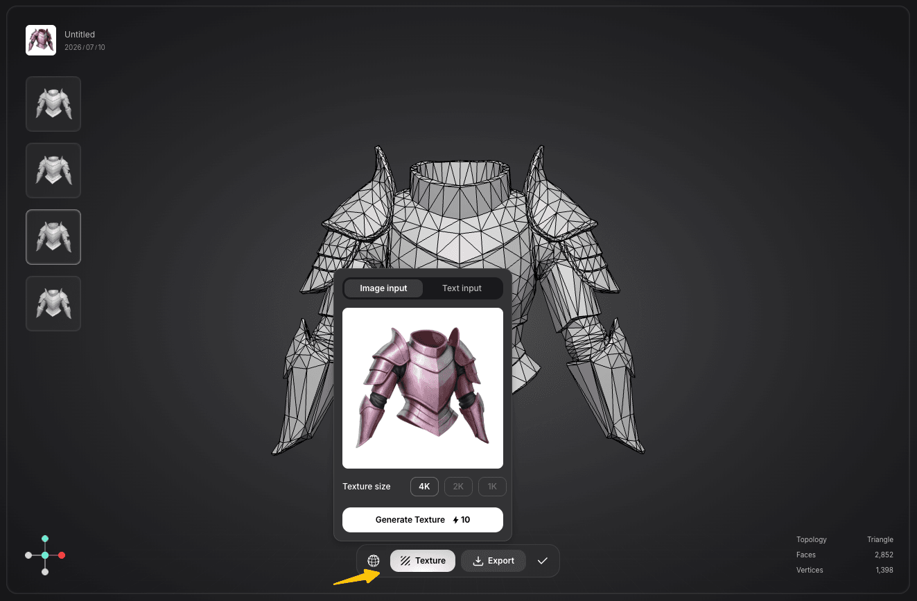 generate texture after mesh genrated