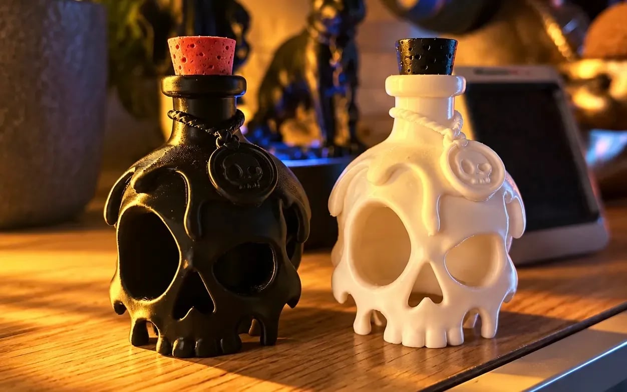 Halloween skull potion bottle