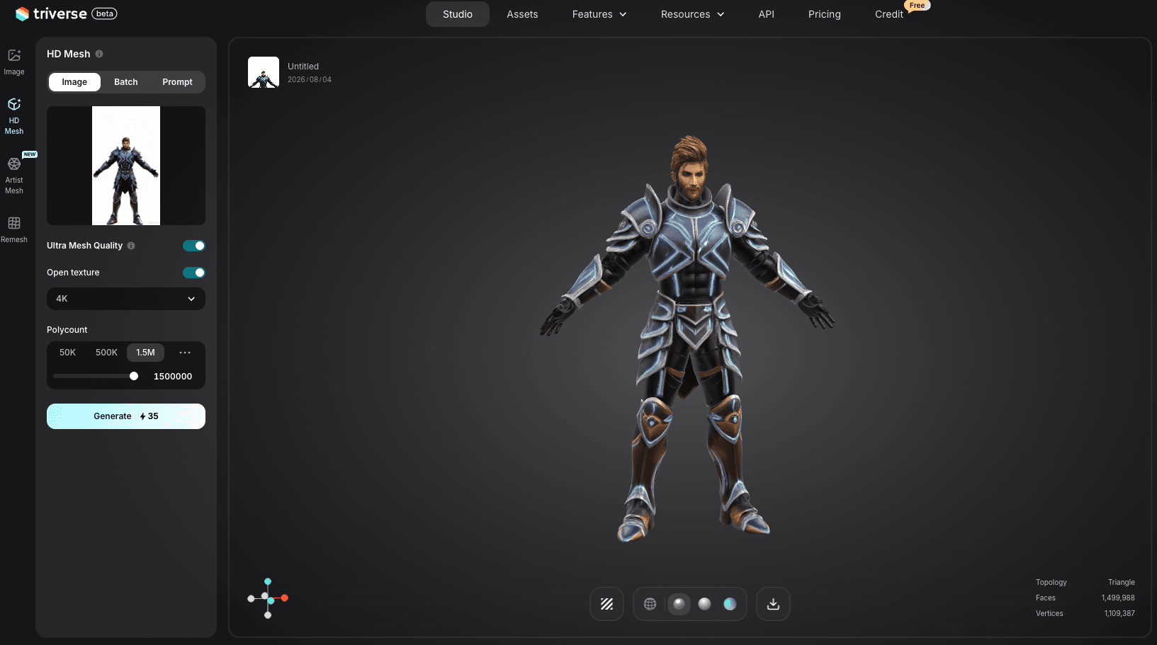 high-poly scifi man 3D model generated by Triverse AI