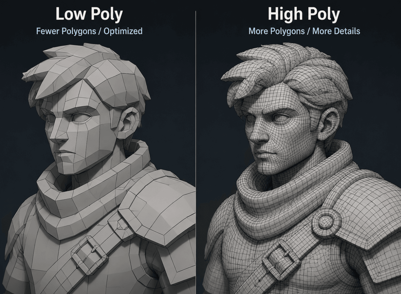 low-poly topology VS high-poly topology