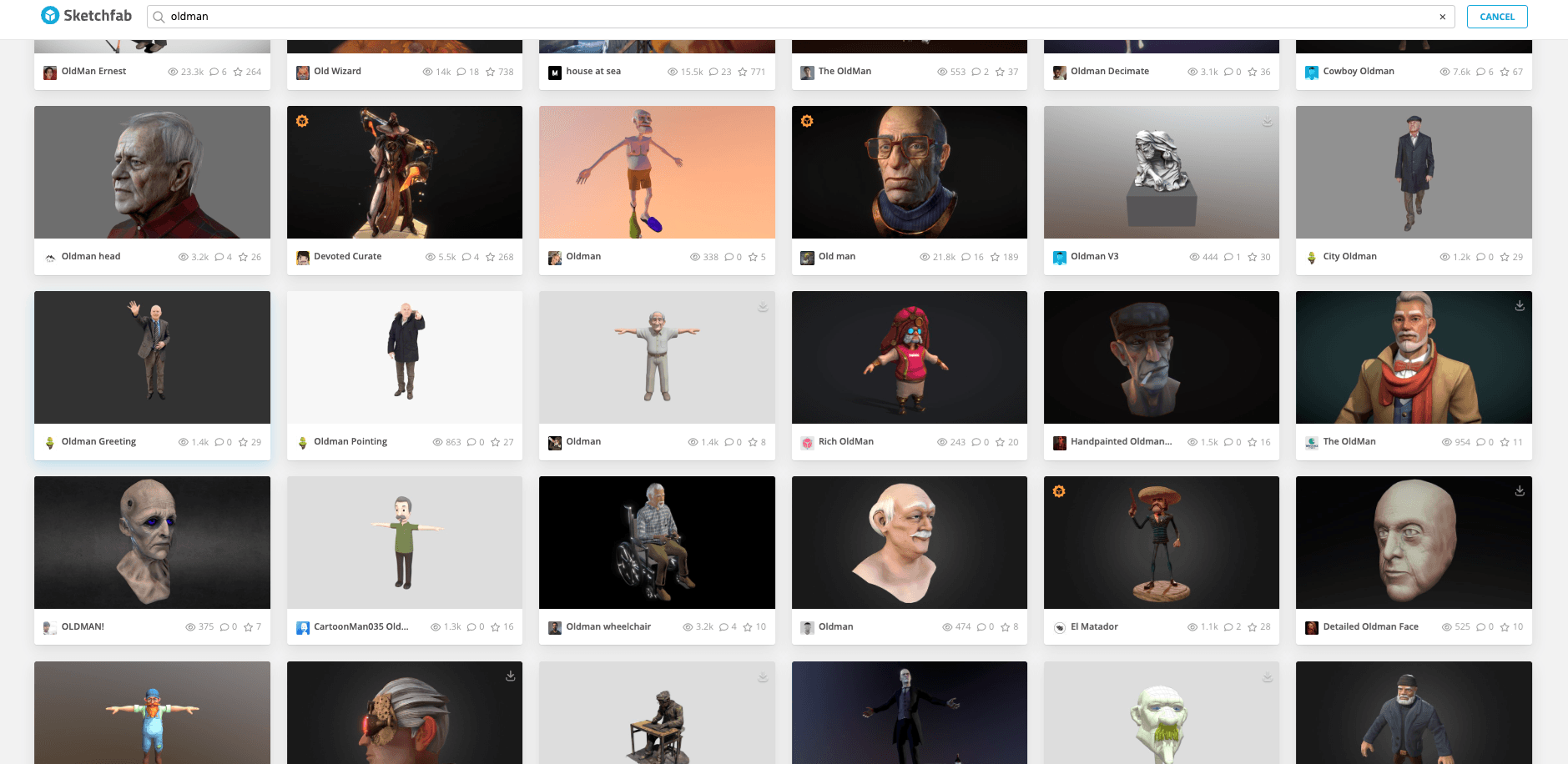 oldman model in Sketchfab