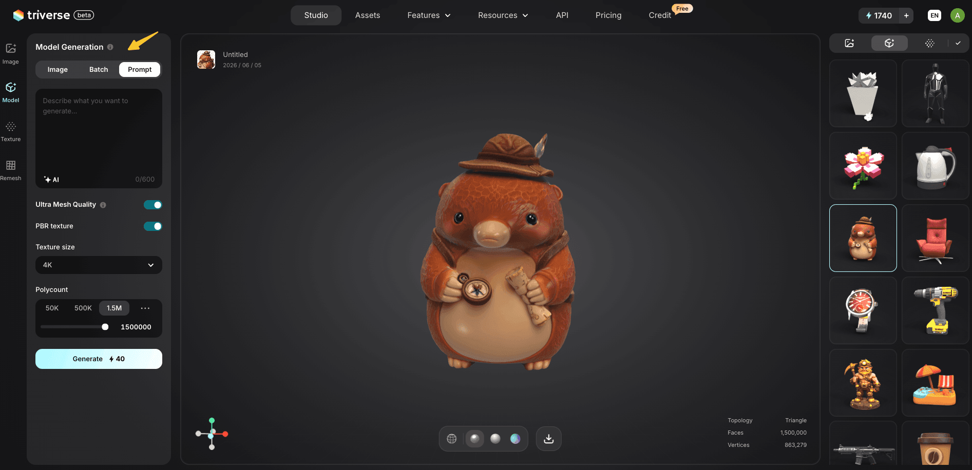use Triverse AI generate 3D models