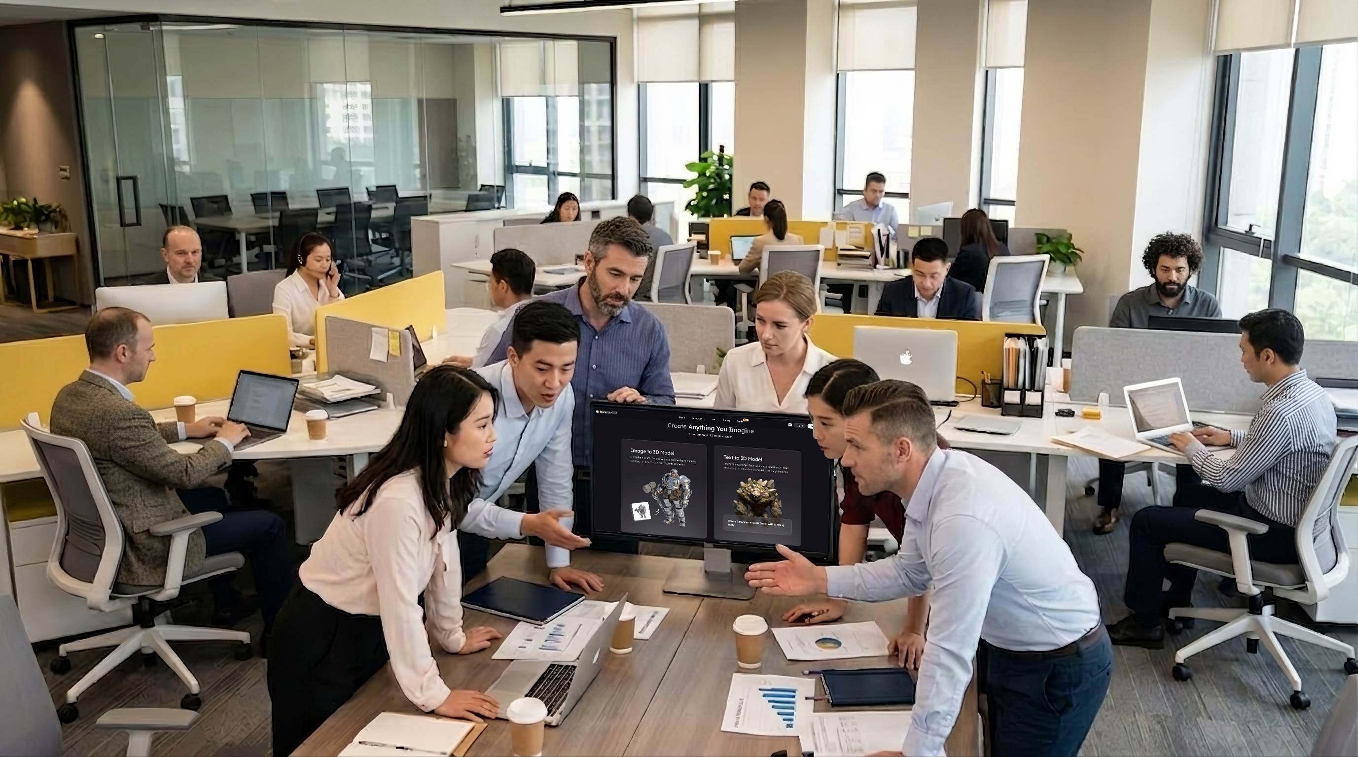 The Triverse team collaborating in an office