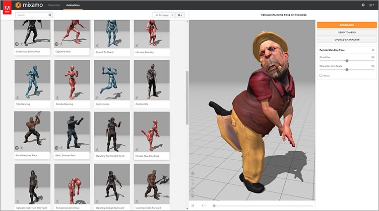 Mixamo 3D character and animation