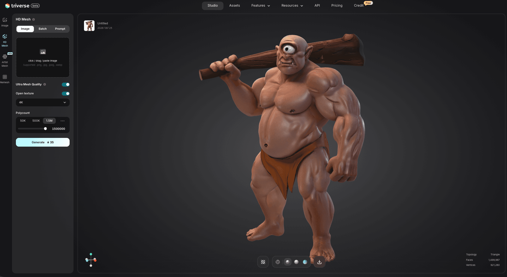 Odyssey Cyclops model generated by Triverse AI