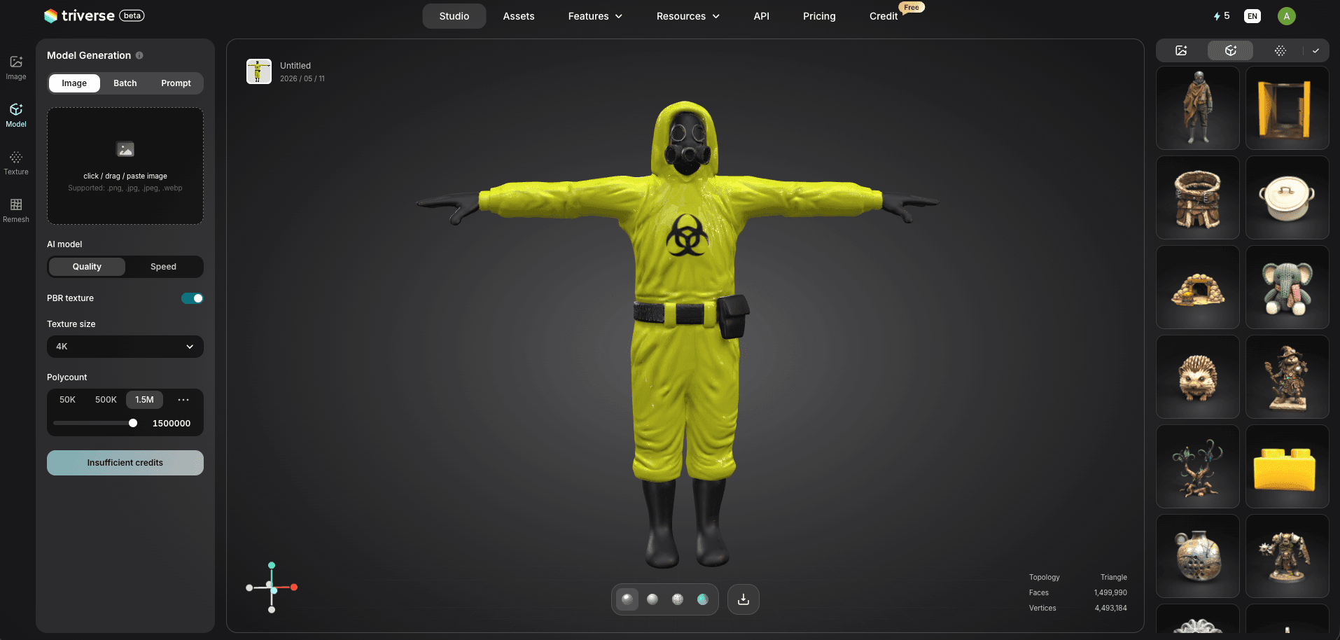 Backrooms game hazmat suit player generated by Triverse AI
