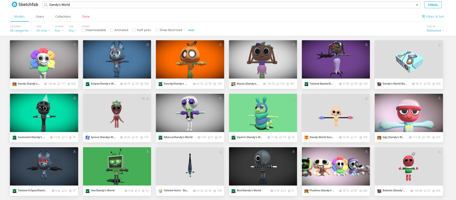Dandy's World 3D models on Sketchfab