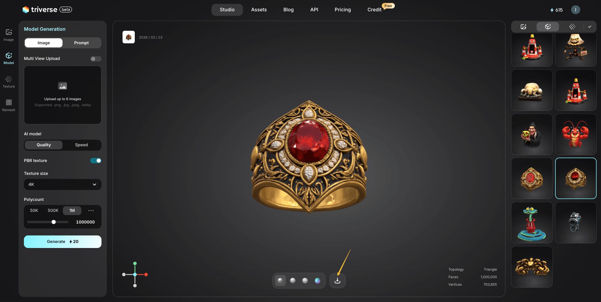 Triverse AI 1min model download