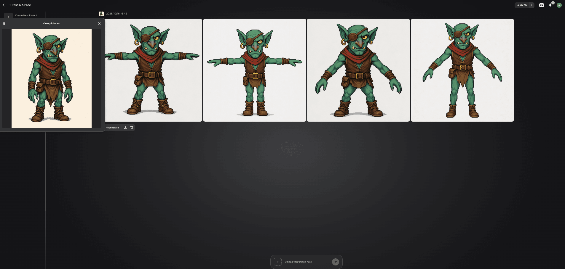 generate tpose image in Triverse AI