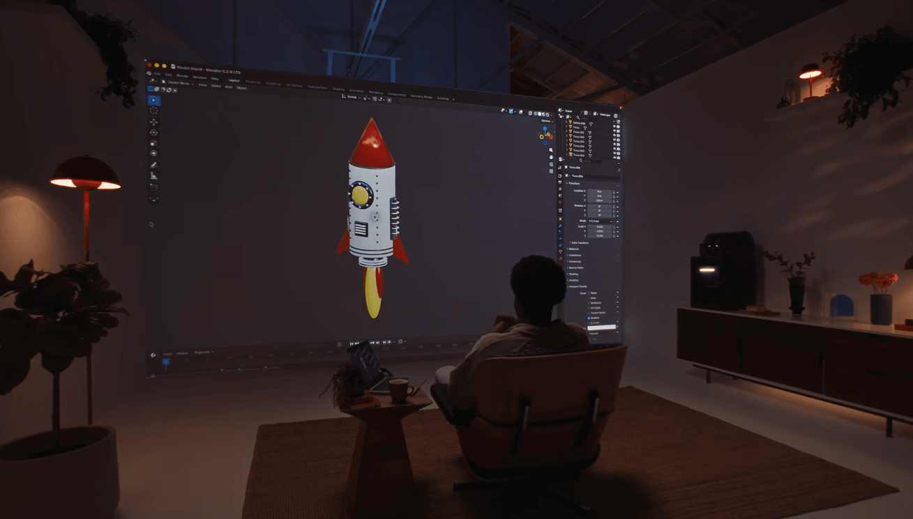 GPT-6 Astra make a rocket 3D model in Blender