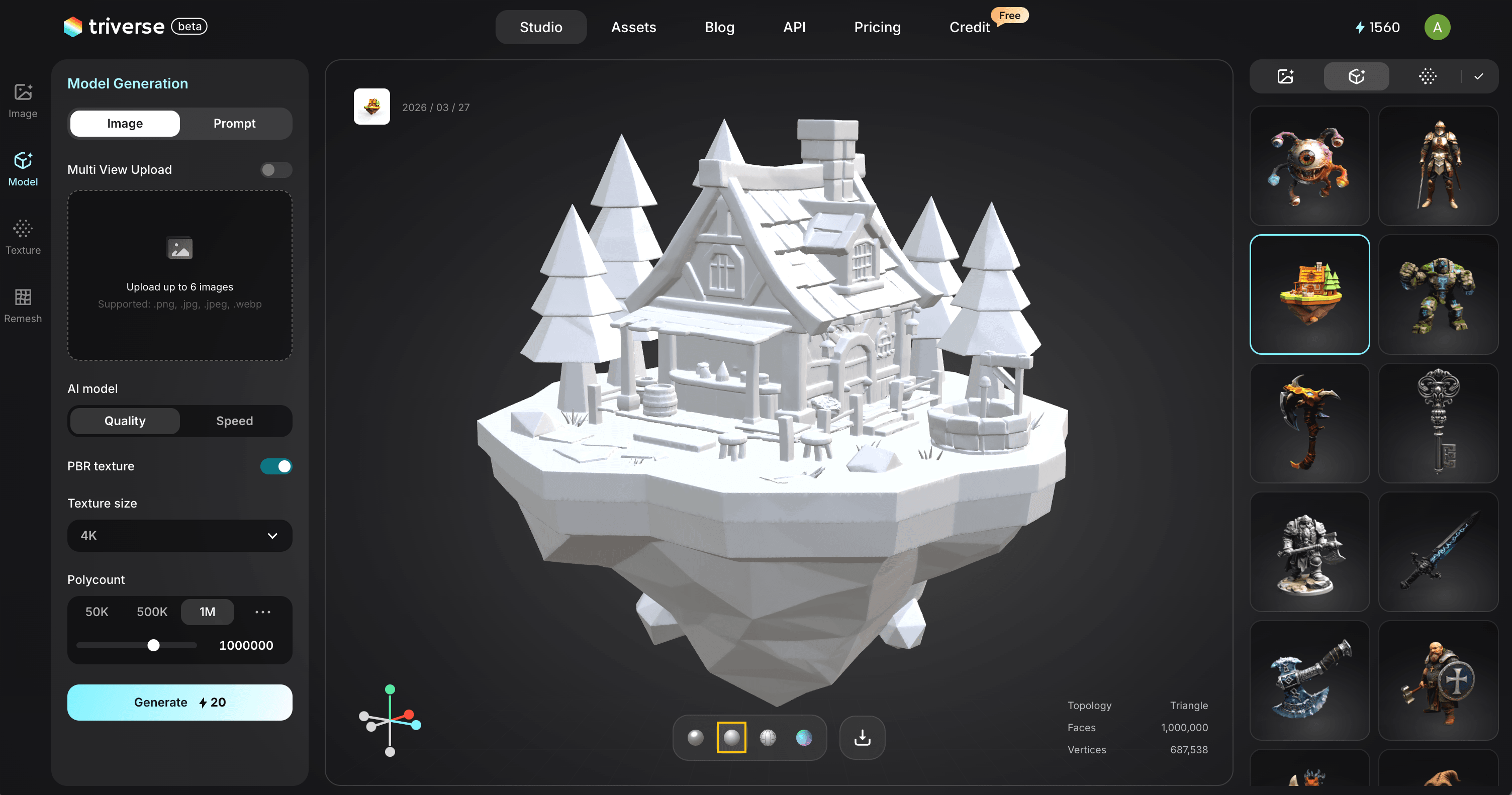 Triverse 3D clay