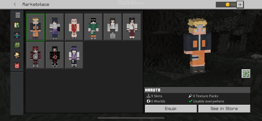Minecraft Naruto skin pack