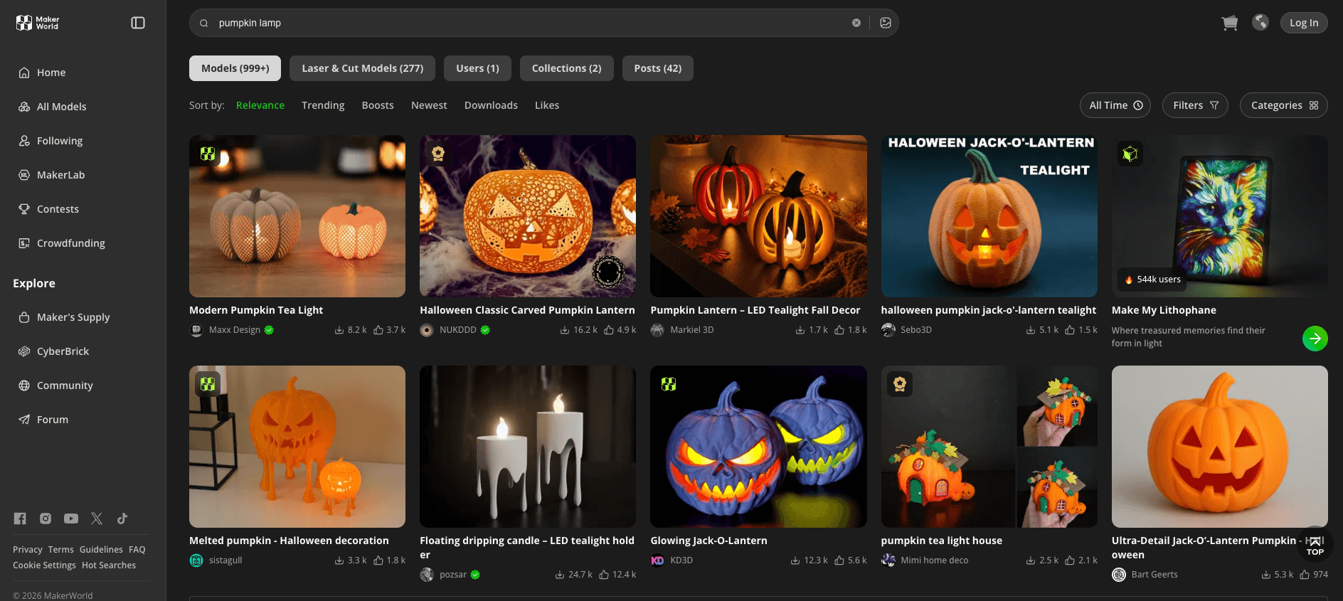 pumpkin light 3D models in Makerworld