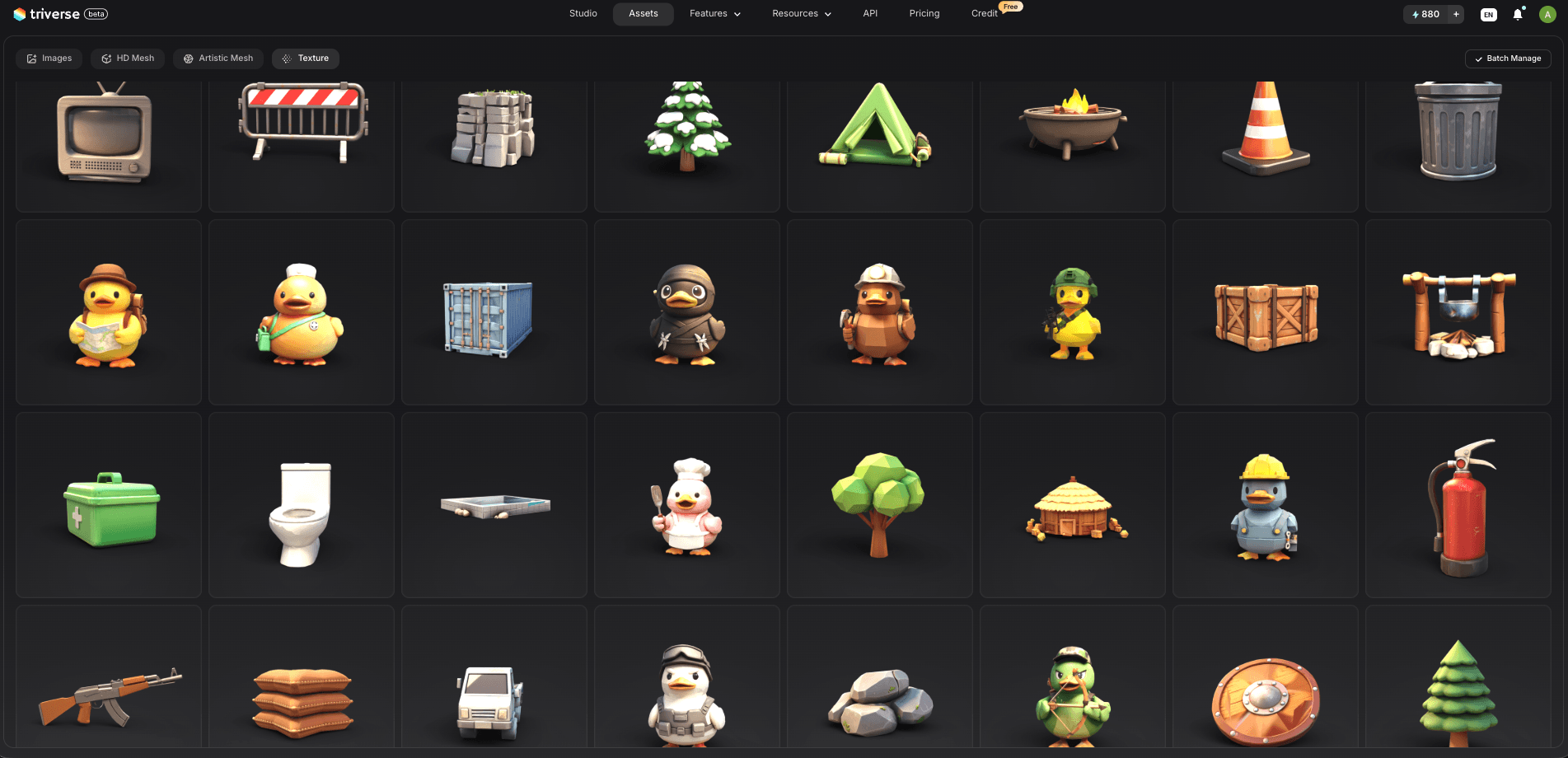 same style game assets generated by Triverse AI