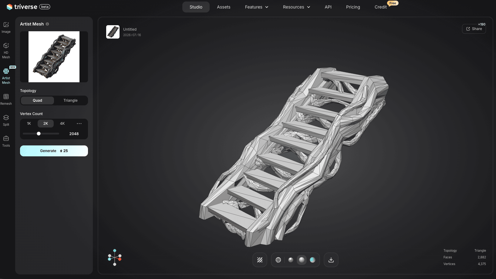 sci-fi stairs model generated by Triverse AI