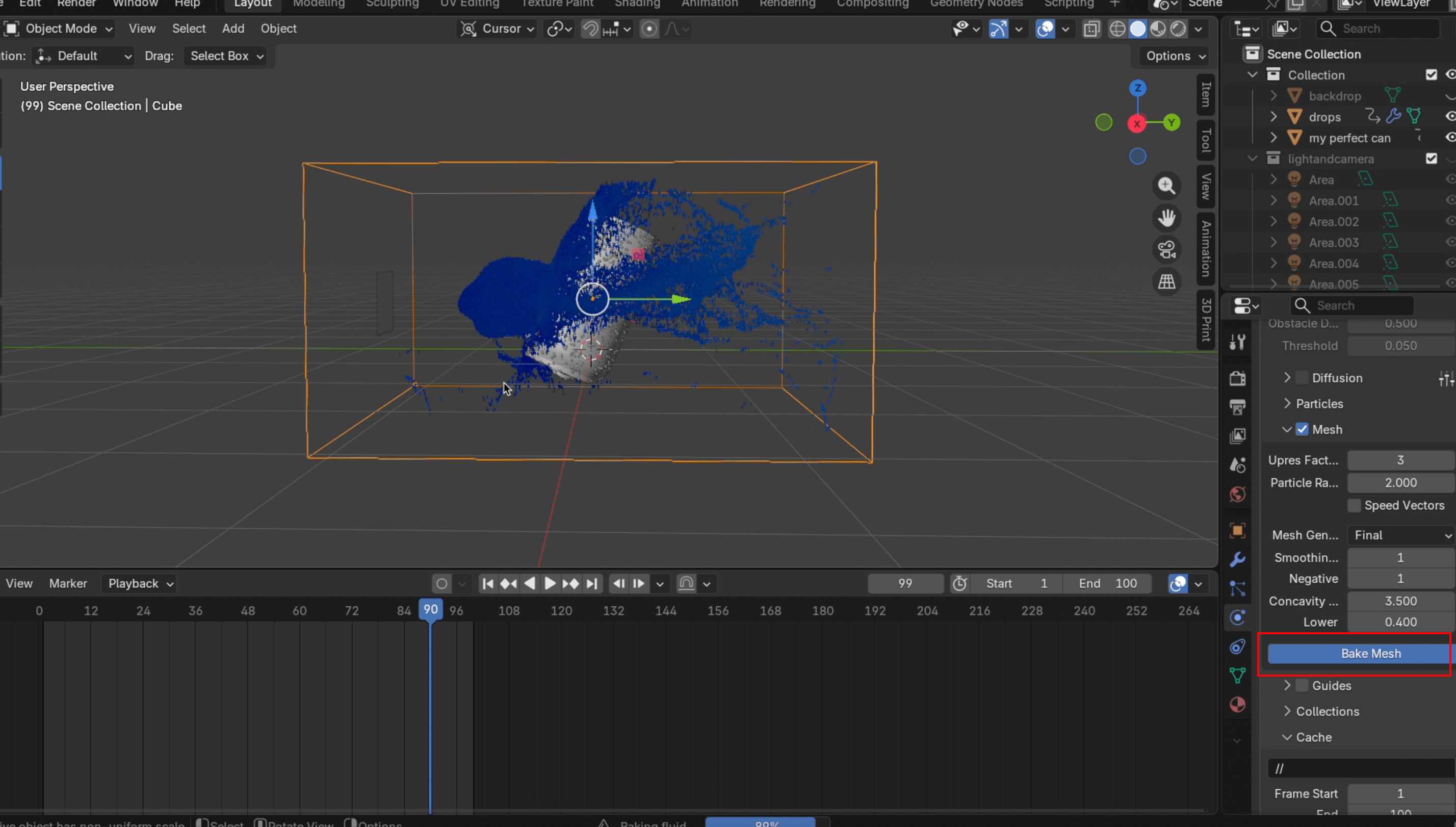 splash-5-bake fluid and mesh