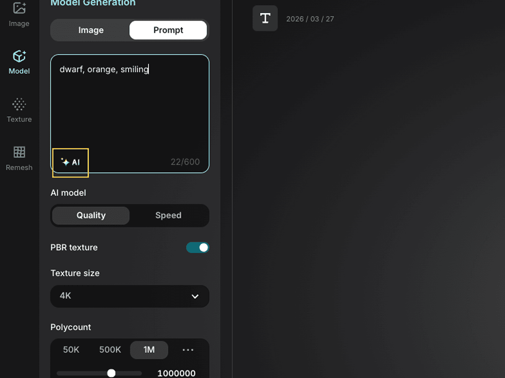 Triverse text to 3D prompt