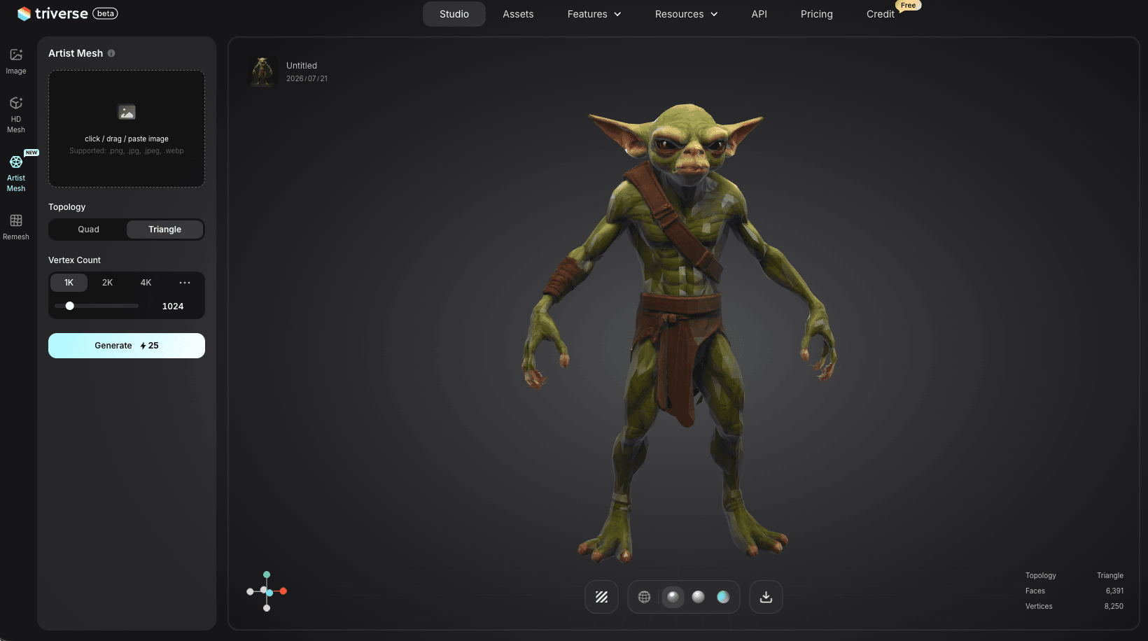 textured model generated by Triverse