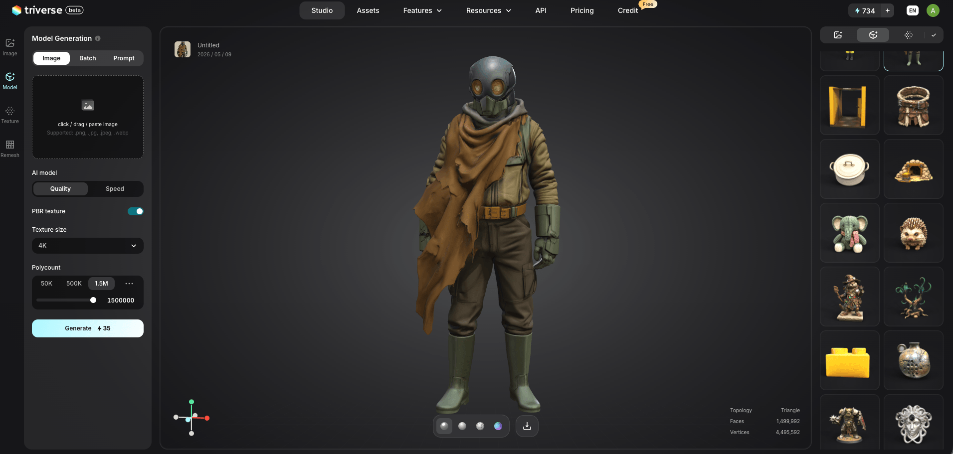 create 3D character in Triverse