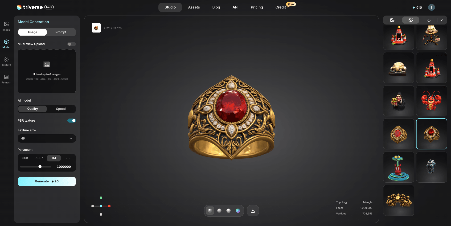 Triverse AI 1min model check