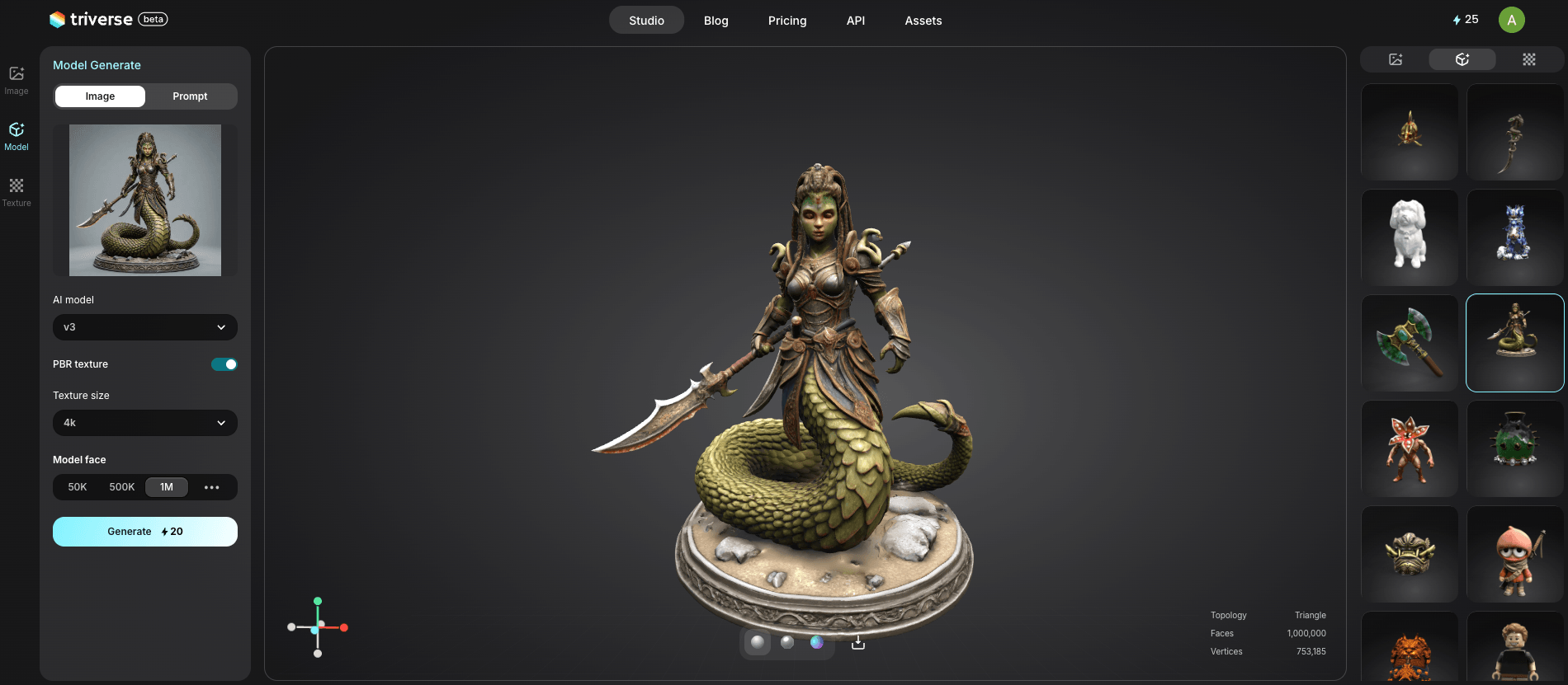 download glb file 3d model from Triverse AI