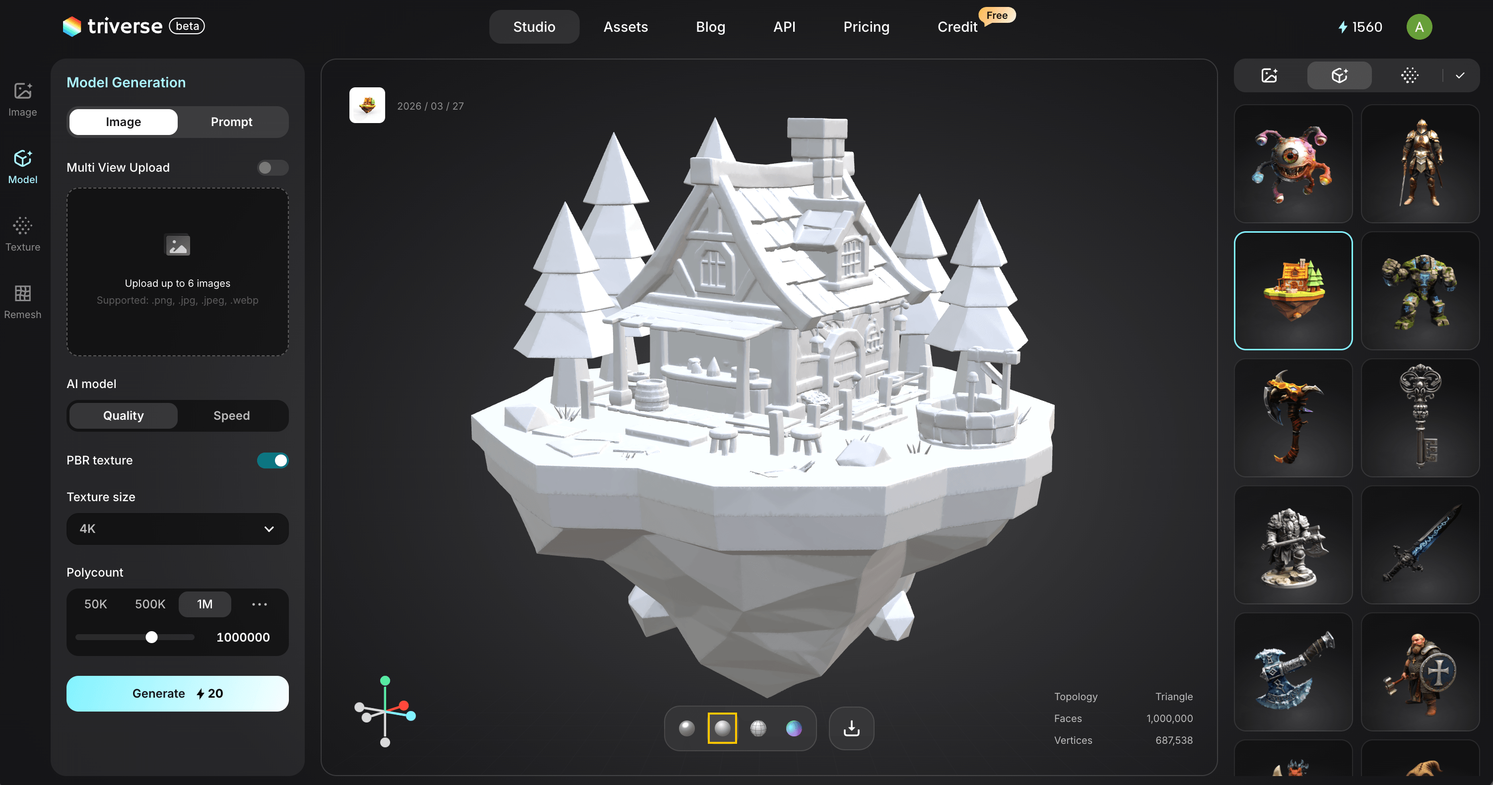 Triverse 3D clay