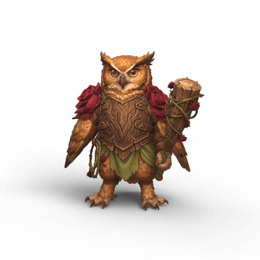 Armored Owl with Roses Warrior 3D Model
