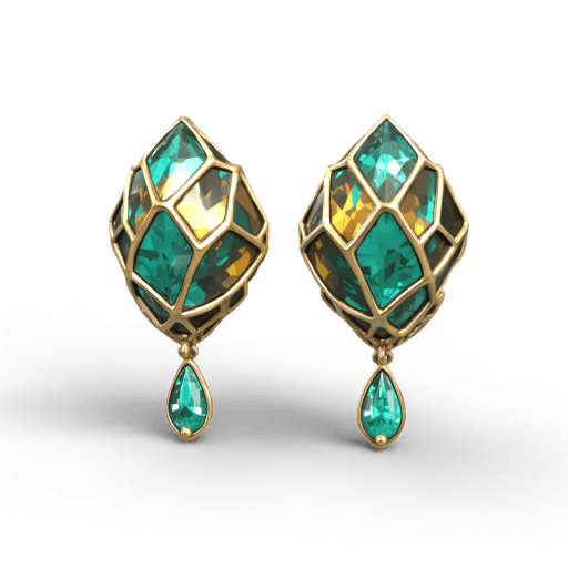 Gold and Emerald Drop Earrings