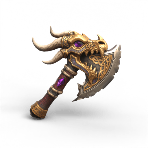 Low-poly Ornate Battle Axe 3D Model