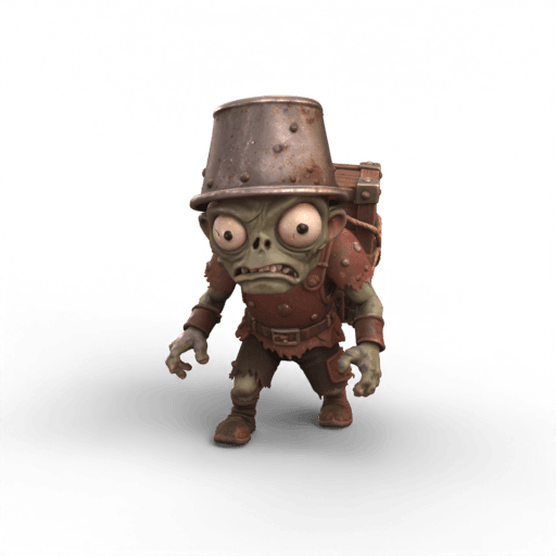 Bucket Zombie Front Right 3D Model